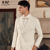 Costume de marié pour homme, robe de smoking blanche à revers et châle, respirante et élégante, vente en gros d'usine