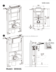 <span class=keywords><strong>Cisterna</strong></span> de Inodoro Empotrada en la Pared Sunten SH003-G con Doble Descarga (3/4.5L), Diseño Moderno y Lujoso, Material de Metal+HDPE - Product Image 5