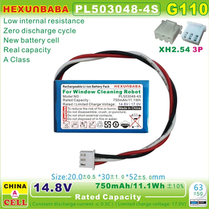 503048-4S 14.8V 750mAh Li-Ion Batterie pour <span class=keywords><strong>Robot</strong></span> de Nettoyage de Vitres PL503048-4S WINBOT HUTT HOBOT Rophier COAYU <span class=keywords><strong>Ecovacs</strong></span> Escova G110 - Product Image 3