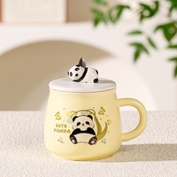 Mug en céramique mignon en forme de panda avec couvercle et poignée, résistant aux hautes températures, cadeau d'anniversaire pour fille, souvenir créatif de couple de dessins animés
