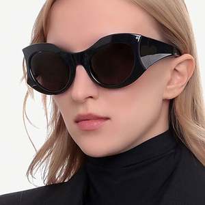 Gafas de Sol Redondas Grandes Vintage 2023 al por Mayor, Color Rosa y Blanco, Protección UV400, Gafas de Sol de Ojo de Gato Extra Grandes para Mujer - Product Image 3