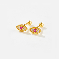 FUAMAY S925 argent Sterling simple œil mal boucle d'oreille coloré Zircon Piercing Cartilage boucles d'oreilles