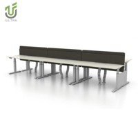 Bureau électrique IULTRA réglable en hauteur 140cm double moteur avec dessus en bambou cadre blanc Design moderne pour bureau à domicile durable