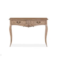 Console d'entrée de style provincial français en chêne patiné, 2 tiroirs, sculptée, pour hôtel, vente en gros, OEM, sur mesure.