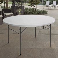 HDPE-Kunststoff Klappbarer Runder Tisch für Innen/Außen für Hochzeiten, Partys, Gastronomie, Hotel, Wohnzimmer, Halle, Schule, Krankenhaus