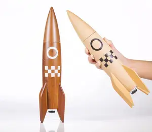 Rocket Ship-molinillos de sal y pimienta, juego manual de madera