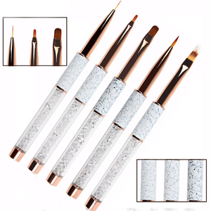 Ensemble de pinceaux pour liner UV avec logo personnalisé, manche en marbre orné de strass, poils Kolinsky et nylon pour la peinture d'art sur ongles - Product Image 5