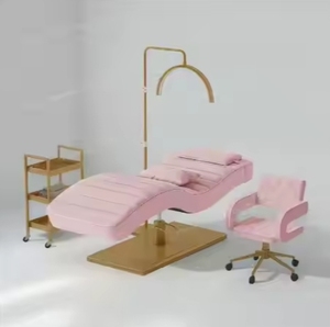 D Pink Modern Luxury Spa Treatment Massage Table Facial Beauty Salon Eyelash Extension Curved Lash <b>Bed</b> for Sale - Product Image 5