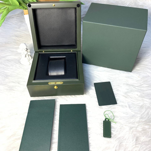 Custom Logo Wooden Watch Box with Green Piano <b>Paint</b> Finish Gift Packaging <b>Set</b> Includes Card & Certificate Storage for Men - Product Image 5