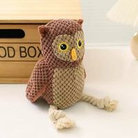 Jouet à mâcher pour chien en peluche, petit, interactif, durable, avec un design de perroquet rouge, de corbeau, de flamant rose et de hibou, qui couine