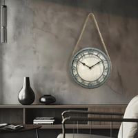 Infinity Time 13 pouces horloge murale côtière corde de chanvre mouvement à Quartz marocain en détresse corps en plastique 3D chanvre déco horloges suspendues