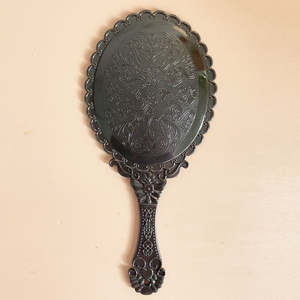 HQ Mixed Proc Discount Handheld Retro Makeup <b>Mirror</b> Lace Design PVC Frame Small Oval HD Pattern Personalized Cosmetic <b>Mirror</b> - Product Image 2