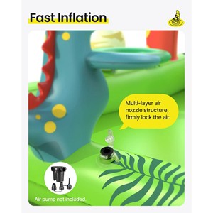 Centre de jeux aquatiques gonflable dinosaure pour enfants, aire de jeux aquatique de jardin avec toboggan, arroseur et jeu de lancer d'anneaux, jouet de piscine extérieure - Product Image 4