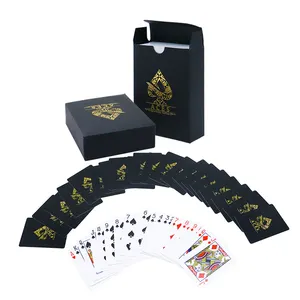 Novos Produtos Plástico PVC Impermeável Jogando Cartas De Poker Impressão Personalizada Legal Jogando Cartas Com Caixa Preta