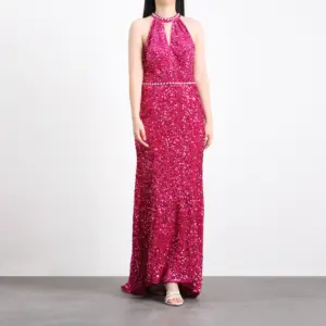 2023 Luxo Brand Clothing Vestido de noite frisado até o chão vestido de festa com lantejoulas para as mulheres