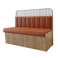 Vente en gros Canapé en cuir Nappa mural pour café Ensemble table de restaurant avec chaises