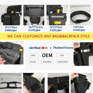 Bolsa de Cintura Multifuncional Ajustable para Herramientas de Mantenimiento, Bolsa de Trabajo de Poliéster Resistente con Tirantes para Carpinteros - Product Image 3