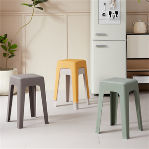 Tabouret carré empilable en plastique pour la maison, confortable, coloré, design minimaliste pour <span class=keywords><strong>chambre</strong></span> à coucher, salon, hôpital, hôtel - Product Image 1