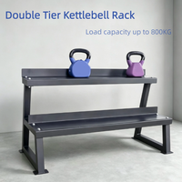 Support de rangement pour kettlebells à double niveau en acier épaissi de 3 cm, robuste, capacité de charge maximale de 800 kg