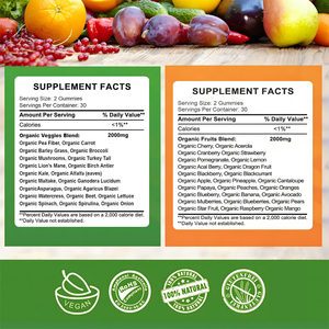 Süper sebze meyve meyve ve sebze gummies vitamini diyet lifi sebze gummies - Product Image 2