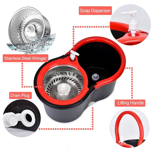 Fornitori di pulizia <span class=keywords><strong>mop</strong></span> per la pulizia di 360 gradi in plastica in acciaio inossidabile per la casa in microfibra per la pulizia del pavimento con Set di secchi - Product Image 4