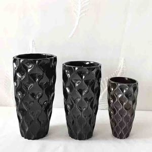 Jarrón de Cerámica Decorativo para Plantas de Interior, Estilo Nórdico Minimalista Moderno, Color Blanco y Negro, para Decoración del Hogar - Product Image 1