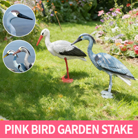 Statue de jardin d'oiseau aquatique bionique rose vif avec base plate stable pour la décoration extérieure de jardin, piscine et bord de l'eau