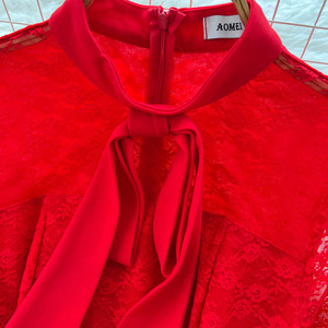 Elegante pajarita vestido de encaje Mujer cuello redondo manga larga plisado cintura falda completa vestido <span class=keywords><strong>para</strong></span> <span class=keywords><strong>eventos</strong></span> formales moda mujer <span class=keywords><strong>ropa</strong></span> - Product Image 4