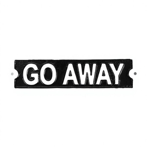 Letrero 'Go Away' Personalizable, Letreros Decorativos de Hierro Fundido para Pared, Letrero General de Hierro Fundido de la Mejor Calidad, Letrero Metálico Blanco/Negro - Product Image 1