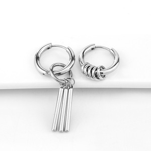 Hoop Earrings Geometric <b>Titanium</b> Steel Long Dangle Unisex Everyday Wear - Product Image 1