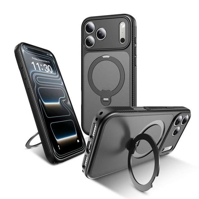Fashion Magnetic Coque Full Camera Lens Protection Shockproof 360 Rotating Kickstand Mobile Phone Case for iPhone 17 16 Pro Max