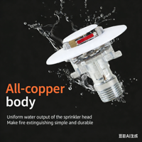 Sprinkler d'incendie haute efficacité à réponse rapide en laiton pour plafond, système de sprinkler de toit personnalisé, ignifuge