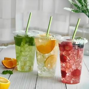 <span class=keywords><strong>Bicchieri</strong></span> Monouso in PET con Coperchi Piatti, Stampa Personalizzata per Caffè Freddo, Frullati, Succhi, Bibite, Cocktail - Product Image 1