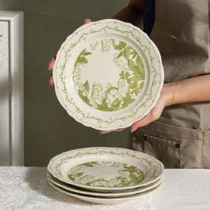 Factory Directly Sell Floral Style Ceramic Tableware <b>Set</b> Green High Quality Light Luxury Nordic Tableware <b>Set</b> - Product Image 3