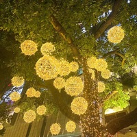 Neue LED-Rattan-Kugelleuchten für Innen- und Außenbereiche, Große Rattan-Weihnachts- und Festdekoration, Hängeleuchten