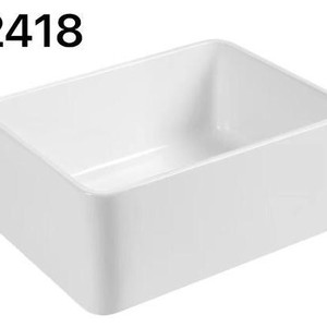 อ่างล้างจานเซรามิกสีขาวทรงสี่เหลี่ยม CR A2418 ความลึก 180 มม. แบบอ่างเดี่ยว - Product Image 1