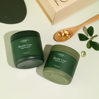 Bouteilles de compléments alimentaires en verre mat vert personnalisées, flacons vides pour médicaments, pilules, capsules, vitamines avec bouchon vert