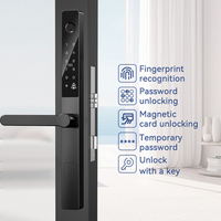 Cerradura Inteligente Sinovo para Puerta, Diseño Delgado de Aluminio, Compatible con Tarjeta, Contraseña, Aplicación Tuya/WiFi, para Acero y Latón