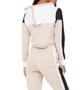 Panel de color negro con blanco cuello redondo sudadera chándal de las mujeres fabricación por SKYFA deportes - Product Image 6