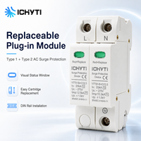Dispositif de protection contre les surtensions AC Type 1+2 SPD 2P 275V Iimp 12.5kA en 20kA EN IEC 61643-11 Parafoudre sur rail DIN pour boîtier de distribution