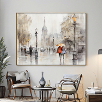 En gros Personnalisé Haute Qualité Ville Architecture Routes et Personnes Coloré Paysage Abstrait Art Travail Photos Décor À La Maison