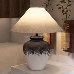 Lámpara de Mesa de Cerámica Hecha a Mano Nórdica, Arte Moderno, Decoración del Hogar, Sala de Estar, Dormitorio, Estudio, Escritorio, Lámparas de Mesa Wabi Sabi - Product Image 3