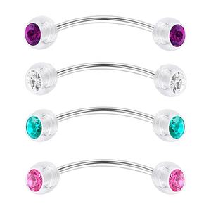 Nouvel arrivage Gaby : Bijou de <span class=keywords><strong>piercing</strong></span> pour langue ERL en acier coloré, barre incurvée à extrémité sphérique, motif yeux de serpent - Product Image 5