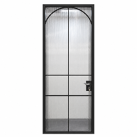 Porte intérieure en aluminium orange avec verre martelé effet vague d'eau, 10 panneaux, cadre fin, avec serrure à clé, décoration intérieure