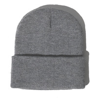 Gorros térmicos de punto cálidos para hombre y mujer, gorros de invierno acrílicos lisos con logotipo de parche tejido personalizado