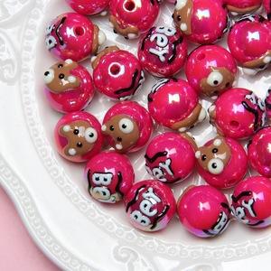 2025 nouveau rond dessiné à la main mignon dessin animé ours perles acryliques pour bracelets à bricoler soi-même chaînes de téléphone portable accessoires bijoux - Product Image 6