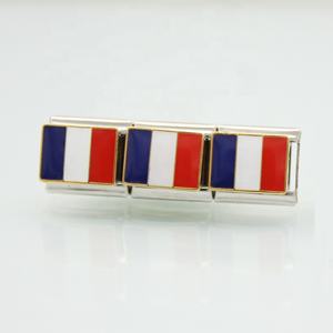 Joyería de acero inoxidable 9mm, eslabones modulares clásicos para mujer, diseño elegante, nacional, país francés, Bandera de <span class=keywords><strong>Francia</strong></span>, pulsera con abalorio italiano - Product Image 4