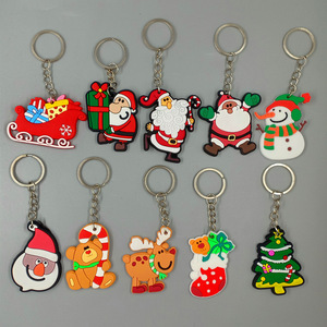 Porte-clés en caoutchouc de Noël, porte-clés en PVC, cadeau de vacances, ornement de bonhomme de neige, accessoire d'arbre, porte-clés en caoutchouc souple de <span class=keywords><strong>dessin</strong></span> <span class=keywords><strong>animé</strong></span> - Product Image 1