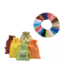 Petit sac à cordon en lin de chanvre naturel avec logo personnalisé sac promotionnel en mousseline de jute uni
