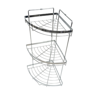 3 Tiers Triangle Design Household Storage Rack <strong>Standing</strong> Bathroom Corner Shelf Chrome Metal Wire Corner <strong>Shower</strong> <strong>Caddy</strong> - Product Image 2